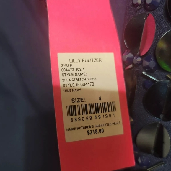 lilly pulitzer Dress Navy Blue 4 Sequin shea Stretch - Picture 4 of 4